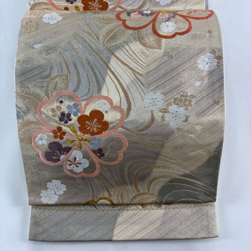 袋帯 秀品 桜 梅 金糸 箔 金色 六通 正絹｜中古・古着・リサイクル着物