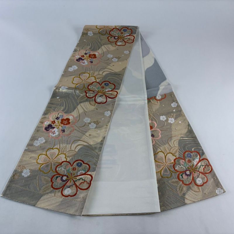 袋帯 秀品 桜 梅 金糸 箔 金色 六通 正絹｜中古・古着・リサイクル着物