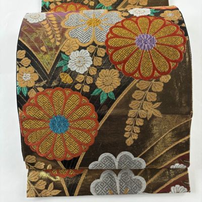 505my98▲綴織 菊 菖蒲 花 金糸 袋帯▲美品 505my98△綴織 菊 菖蒲 花 金糸 袋帯△美品 505my98△綴織 菊 菖蒲 花