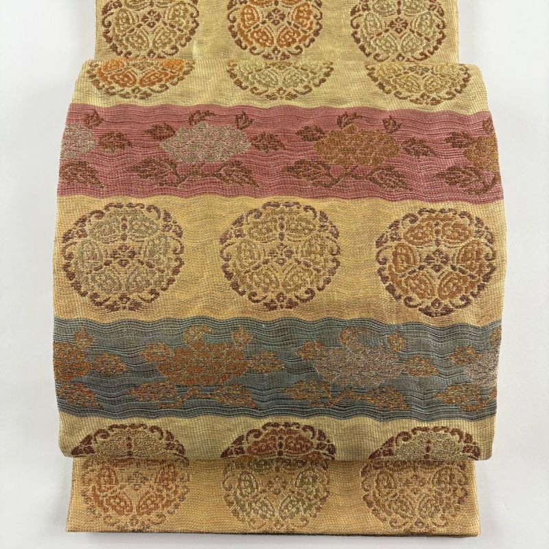 美品】 袋帯 逸品 紋屋井関 落款あり 御寮織 華文 草花 箔 金糸