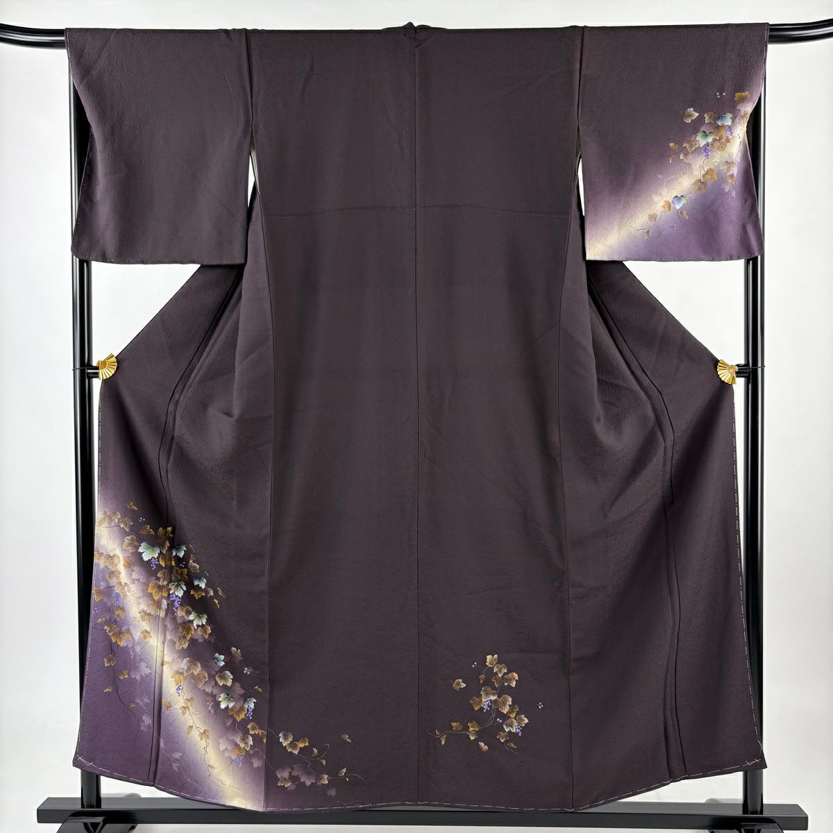 トールサイズ しつけ付き 紺鼠地にワンチャンいっぱい 半衿付き正絹長襦袢