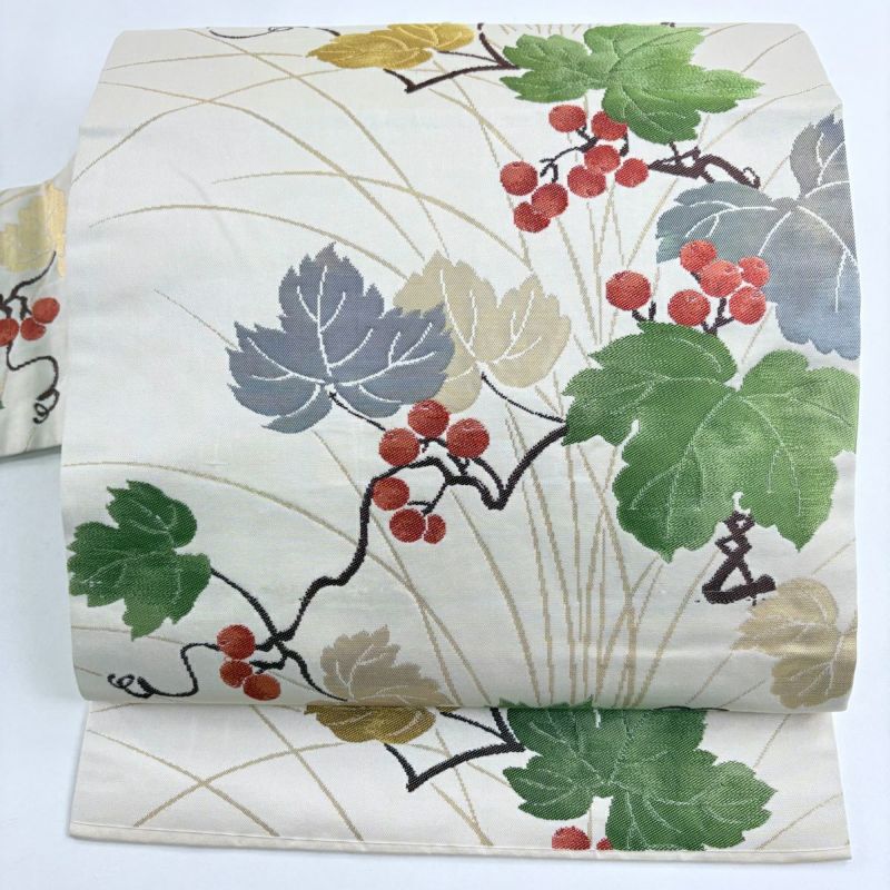 週末SALE高級 袋帯 ぶどうと葉の刺繍 週末SALE高級 袋帯 ぶどうと葉の刺繍 週末SALE高級 袋帯 ぶどうと葉