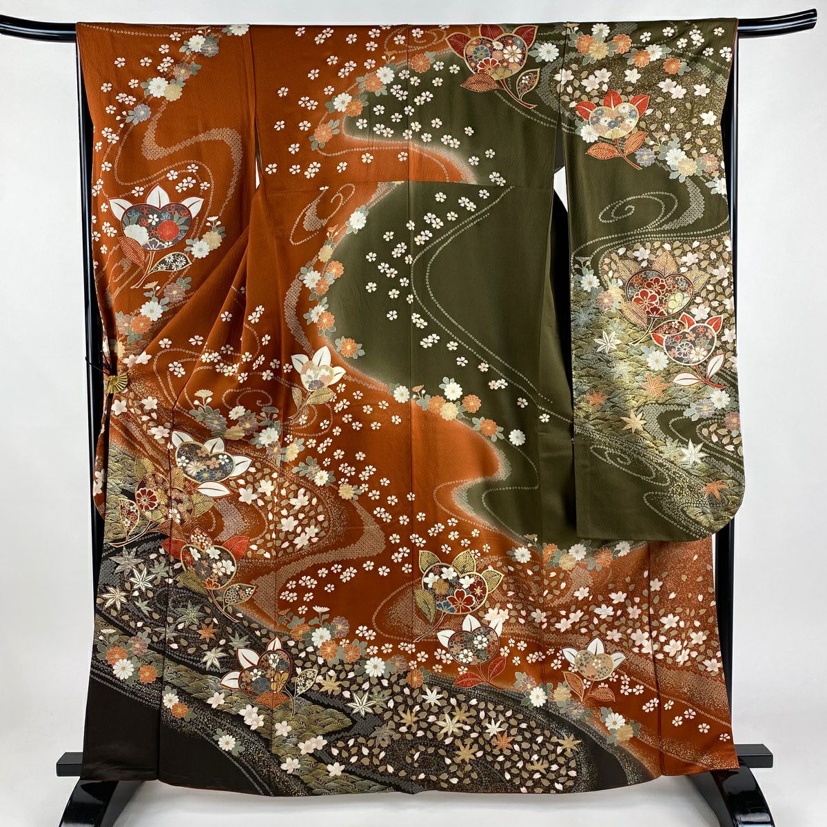 訪問着 身丈158.5cm 裄丈65.5cm M 袷 吾妻徳穂 落款あり 橘 桜