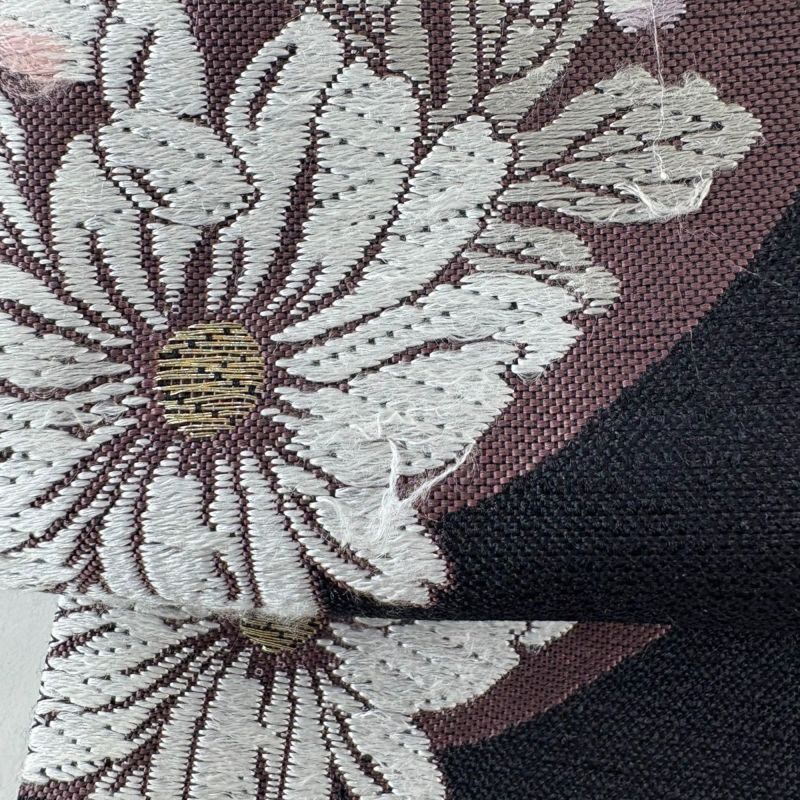 袋帯 名品 菊 金糸 黒 六通 正絹｜中古・古着・リサイクル着物通販