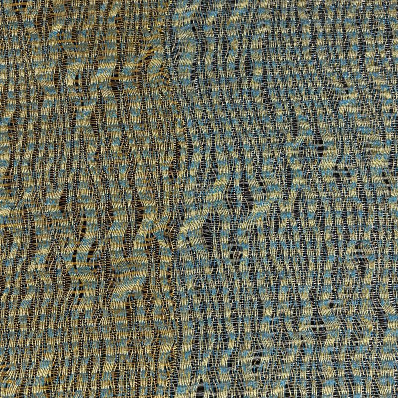 美品】 袋帯 名品 よろけ縞 縞 金銀糸 金色 全通 正絹｜中古・古着