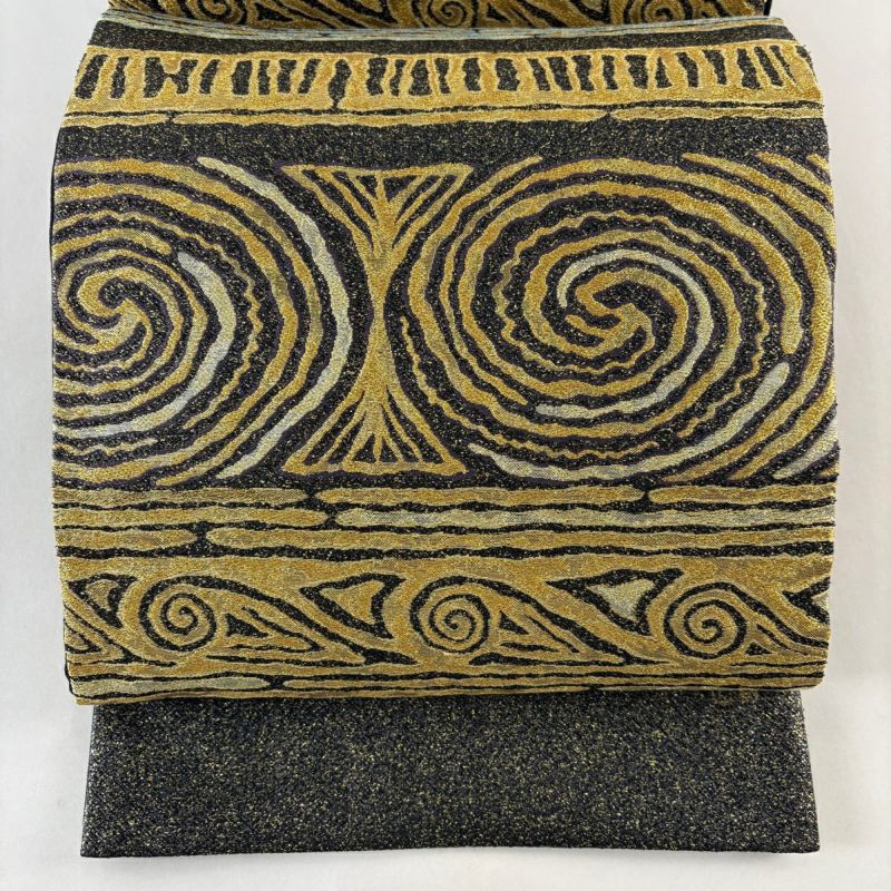 ナオミイングルビー様［3137］袋帯 美品 吉祥絵巻 鞠草花金糸六通正絹着物黒地 ナオミイングルビー様［3137］袋帯 美品 吉祥絵巻 鞠草花金糸六通正絹