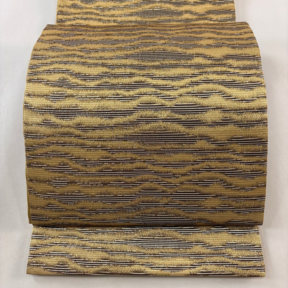 作家もの 袋帯 螺鈿 変わり横縞 幾何学模様 着物 帯 028k 作家もの