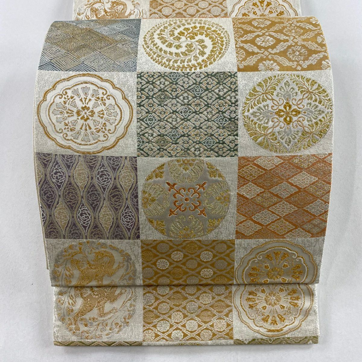 50%OFF 袋帯 美品 秀品 松竹梅 有職文様 金糸 箔 金色 六通 正絹