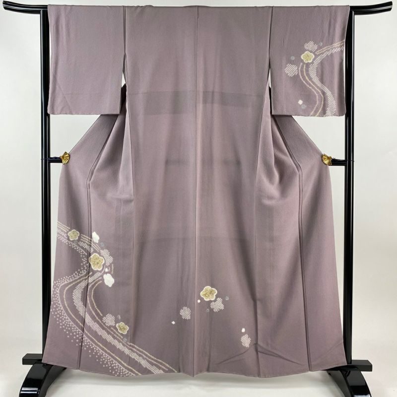 Lサイズ　165cm　未使用　華文　渋水色　正絹付下げ訪問着　お仕事　a654 Lサイズ 165cm 未使用 華文 渋水色 正絹付下げ訪問着 お仕事