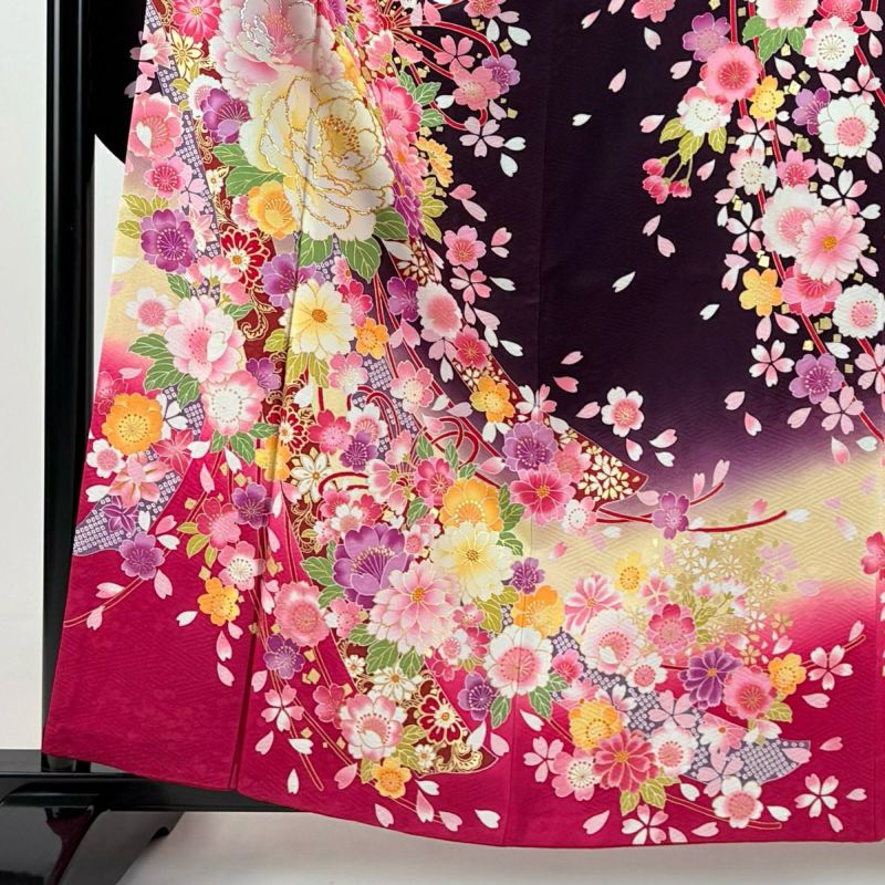 KP1763 振袖 身丈160cm 正絹 着物 成人式 KP1763 振袖 身丈160cm 正絹 着物 成人式 振袖 正絹 四季花模様