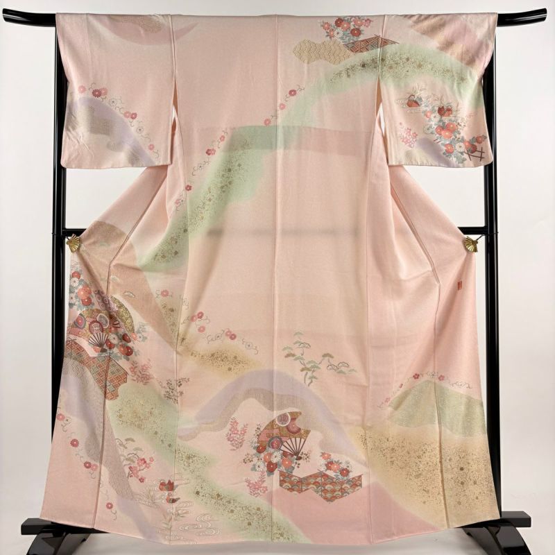 ［4405］訪問着 美品 檜扇鳳凰花 金彩 正絹 着物 袷 4405］訪問着 美品 檜扇鳳凰花 金彩 正絹 着物 袷 - メルカリ