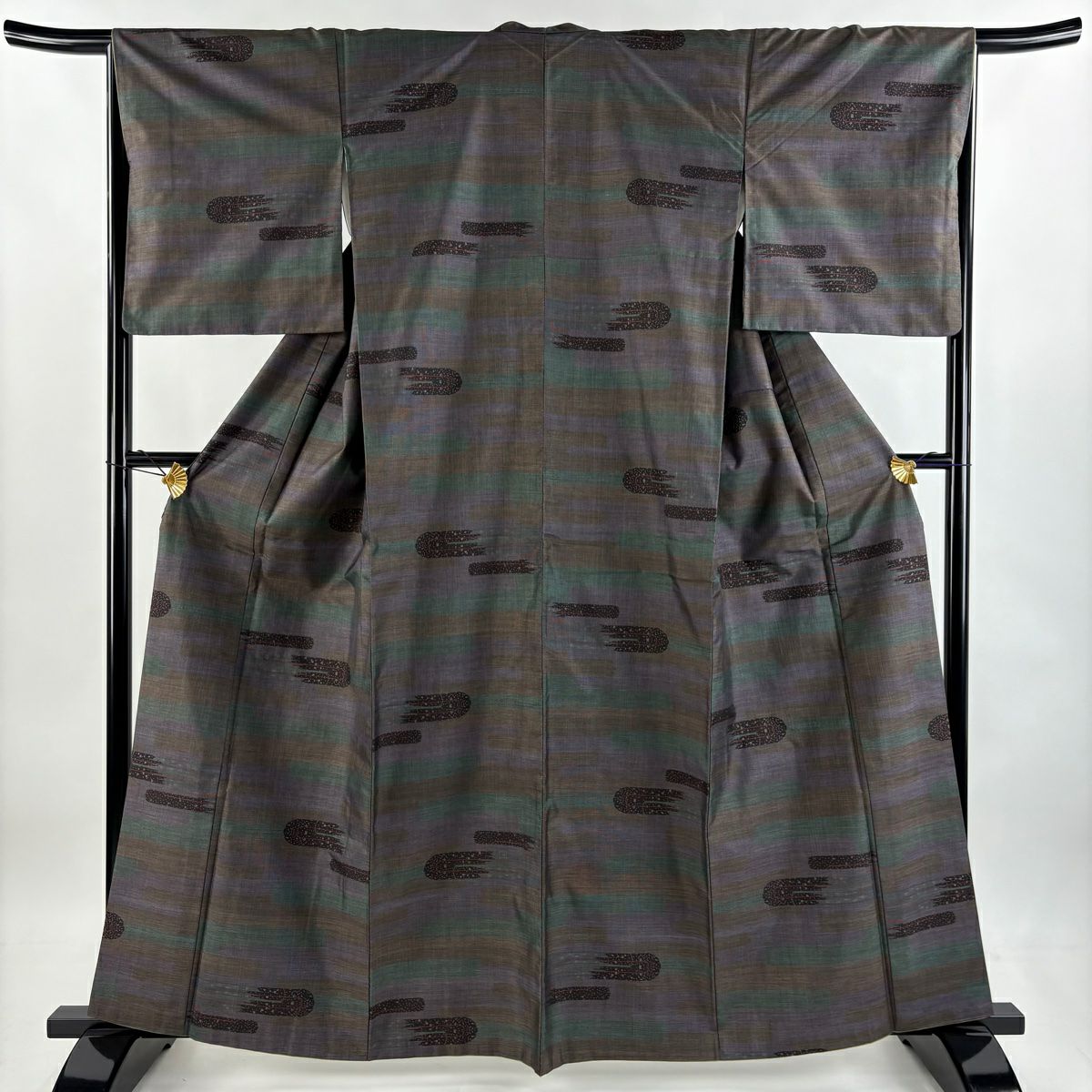 江戸小紋 身丈161cm 裄丈67cm M 袷 鮫柄 紫 正絹 秀品｜中古・古着