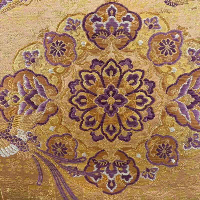 美品】 袋帯 名品 じゅらく 落款あり じゅらく帝王紫 華文 鳳凰 金糸