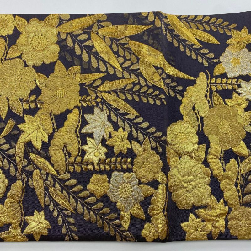 袋帯 美品 秀品 桜 笠松 金糸 箔 灰紫 六通 正絹｜中古・古着