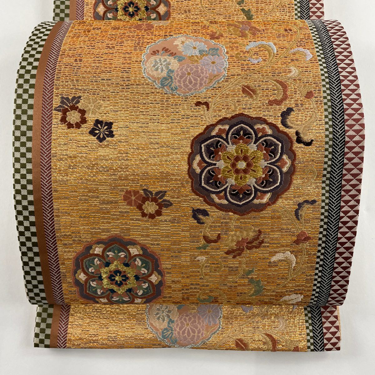 袋帯 美品 名品 華文 唐草 金銀糸 箔 ベージュ 六通 正絹|中古・古着・リサイクル着物通販|バイセル オンライン