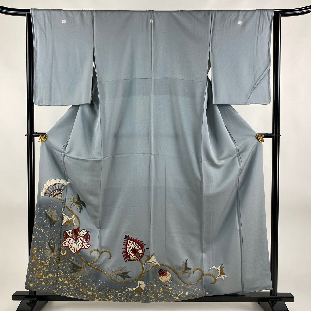 色留袖 身丈162.5cm 裄丈68cm L 袷 じゅらく 帝王紫 落款あり 色留袖 身丈162.5cm 裄丈68cm L 袷 じゅらく 帝王紫 落款あり