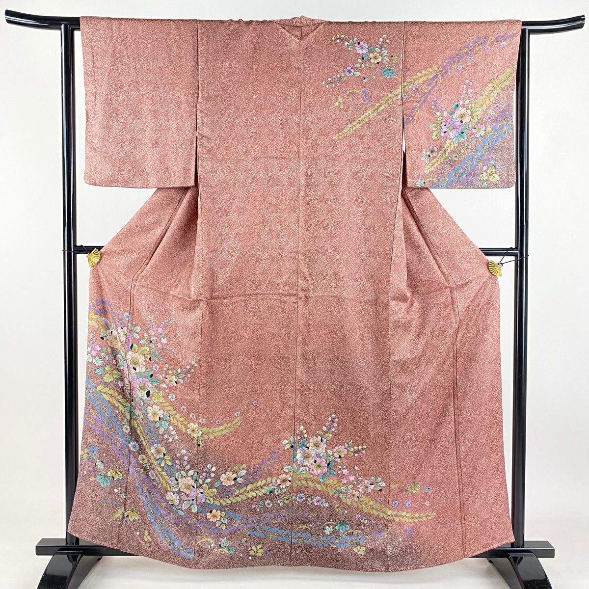 美品】 袋帯 秀品 関西仕立て 辻が花柄 箔 ピンク お太鼓柄 正絹｜中古