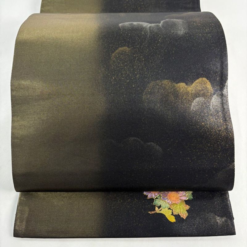 袋帯 秀品 幾何学模様 金銀彩 黒 六通 正絹｜中古・古着・リサイクル