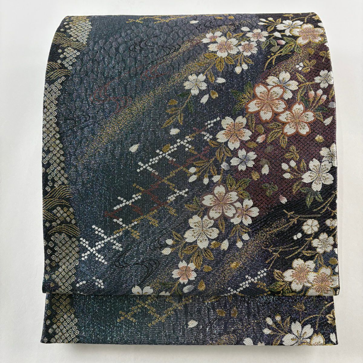 袋帯 美品 秀品 やまと 桜 金銀糸 箔 紫 六通 正絹｜中古・古着