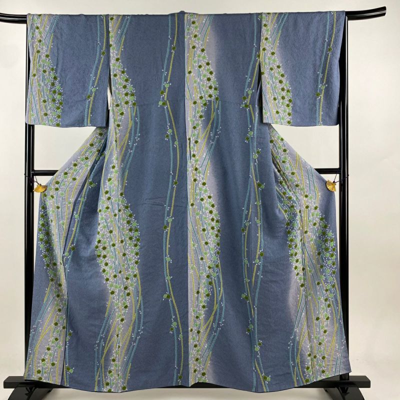 小紋正絹【極上品！美品】小花柄しつけ付き