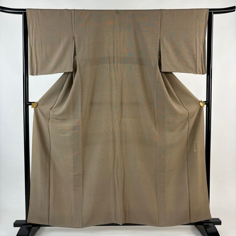 江戸小紋 身丈160cm 裄丈64cm M 袷 落款あり 角通し 万筋 茶色 正絹