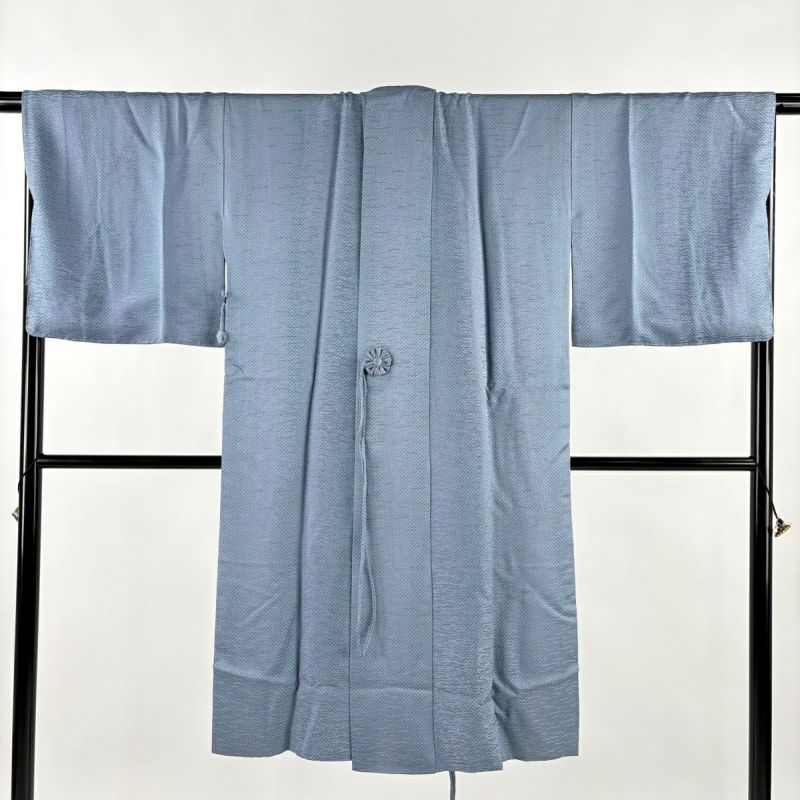 美品】 道中着 身丈115cm 裄丈71cm L 和装コート 水玉 ぼかし 青灰色