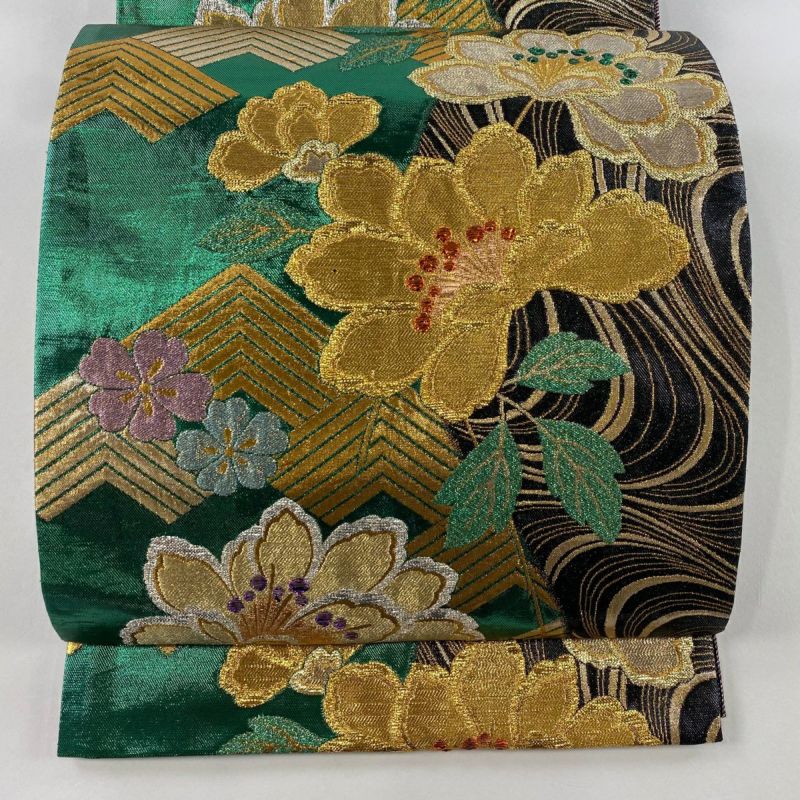 袋帯　美品 楽天市場】【Prices down4】礼装 袋帯「黒色 七宝華芳文」未