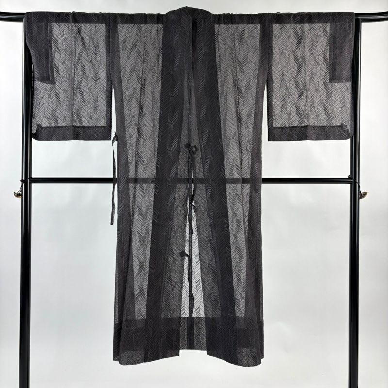 「Mille」【新品】道中着 単衣 シースルー 正絹 黒 細かい縦縞 Mille」【新品】道中着 単衣 シースルー 正絹 黒 細かい縦縞 Mille