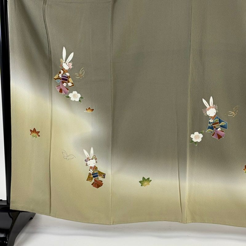 美品】 付下げ 身丈162.5cm 裄丈65cm M 袷 ホリヒロシ 落款あり うさぎ