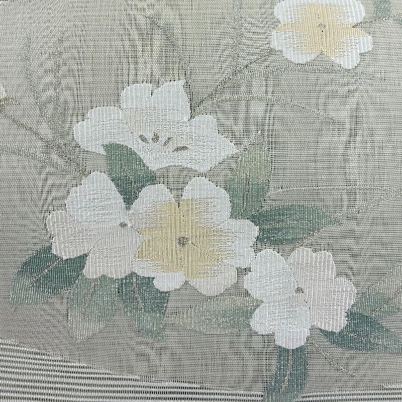 名古屋帯 秀品 八寸名古屋帯 松葉仕立て 夏帯 絽 トンネル仕立て 草花