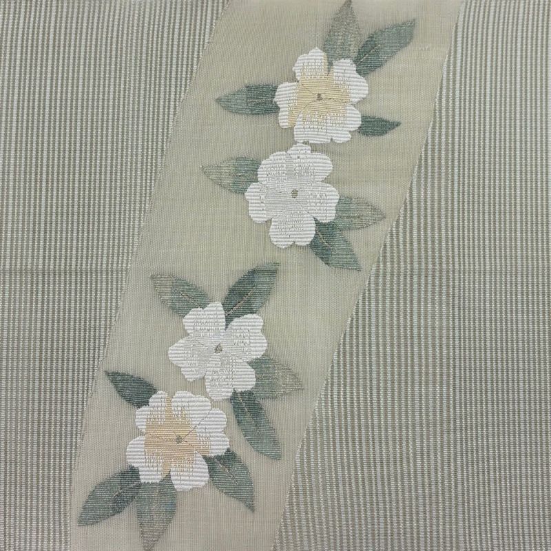 名古屋帯 秀品 八寸名古屋帯 松葉仕立て 夏帯 絽 トンネル仕立て 草花