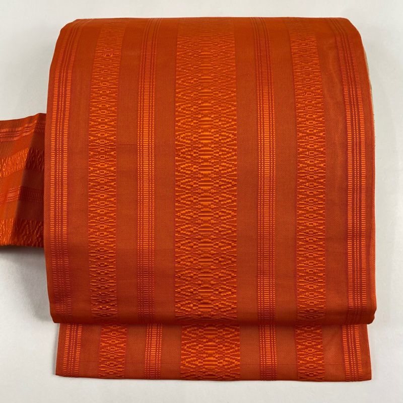 【美品】正絹 羅 名古屋帯◆夏帯◆涼感×高級感◎シミ汚れなし とっても涼しい-羅織」 ベージュ色系 オシャレ 夏物 八寸 正絹