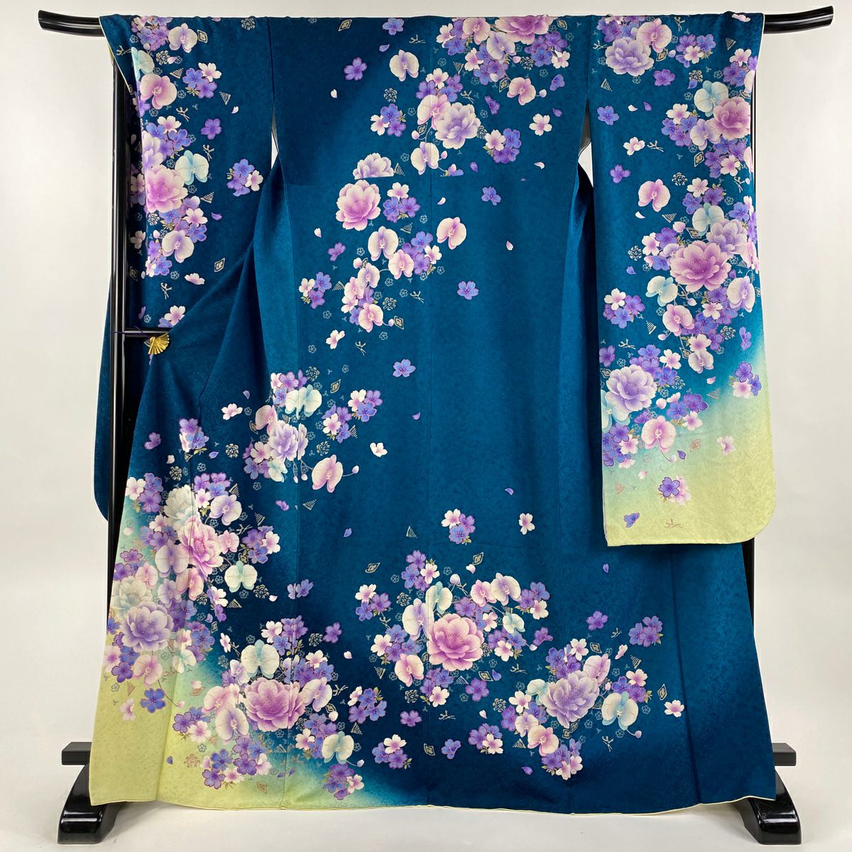 本日限定セール‼️美品　正絹振袖Lサイズ単品 振袖 身丈168cm 裄丈69cm L 袷 扇 草花 金糸 絞り 赤 正絹 秀品