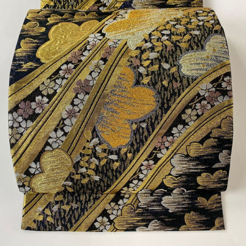503ag64◎七五三 7歳 全通袋帯 ハーフ成人式 ラメ地 鳳凰 金糸◎ 平和屋着物◎六通柄袋帯 箔散らし鳳凰花文 金糸 正絹 逸品