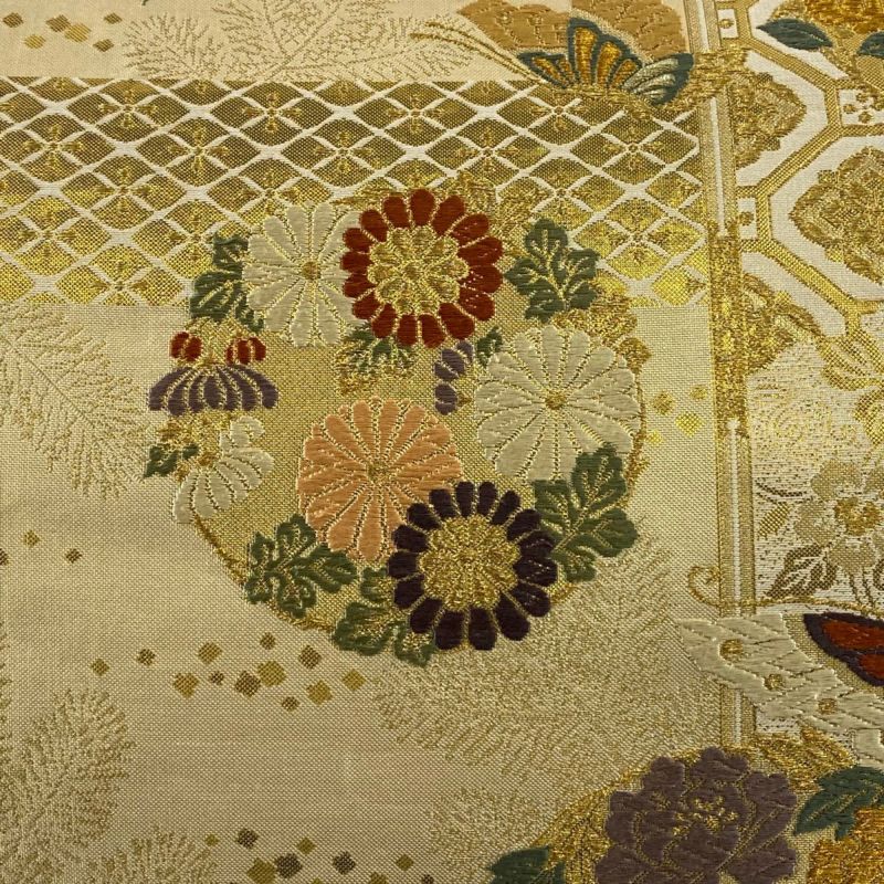 袋帯 秀品 花丸文 蝶 唐織 金糸 金色 六通 正絹｜中古・古着