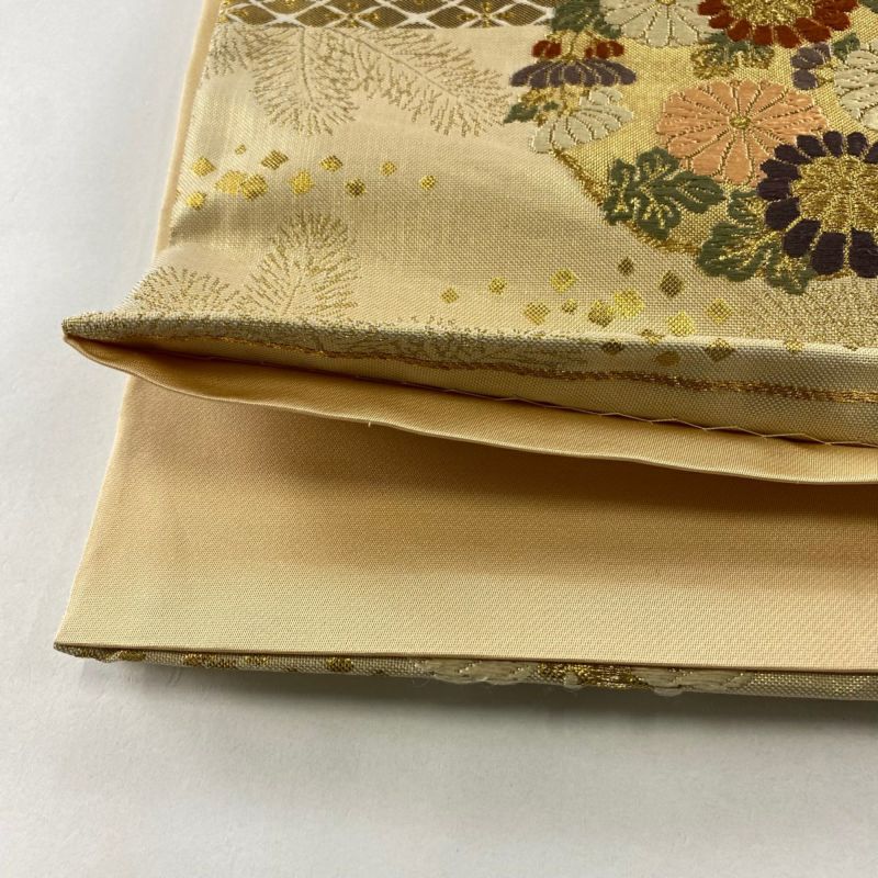 袋帯 秀品 花丸文 蝶 唐織 金糸 金色 六通 正絹｜中古・古着