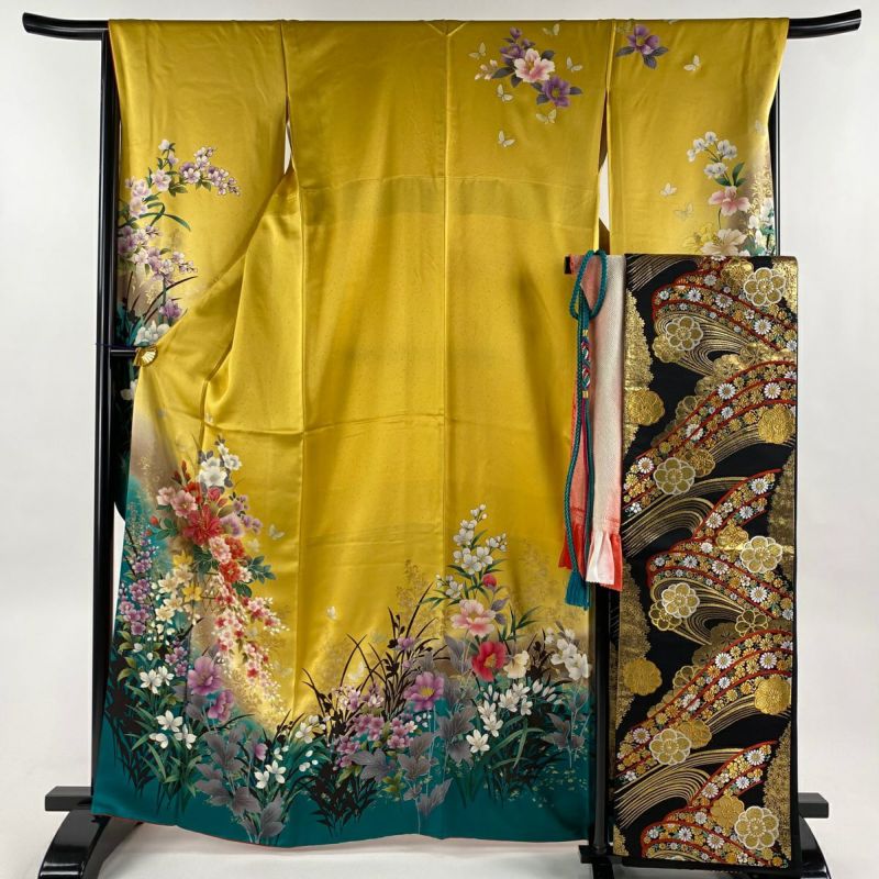振袖 身丈163.5cm 裄丈67cm 正絹 秀品 【中古】（振袖 身丈163cm
