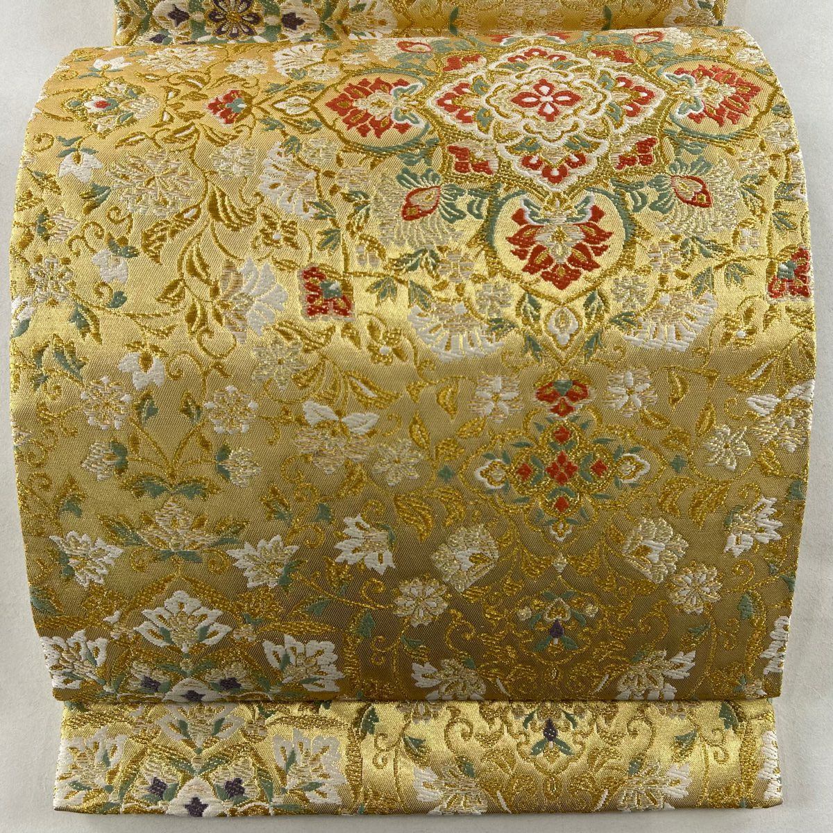 六通) さが美 はればれ加工 金糸（袋帯 秀品 華文 花唐草 金銀糸 箔 