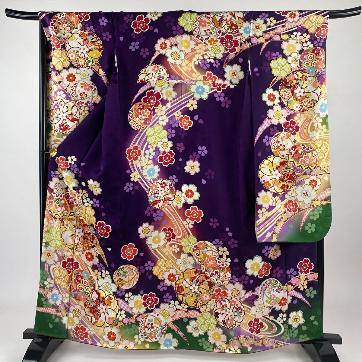 振袖　袋帯　4点セット　桜　蝶　金銀彩　身丈163cm 裄丈66cm M 正絹 振袖 袋帯 4点セット 桜 蝶 金銀彩 身丈163cm 裄丈66cm M 正絹