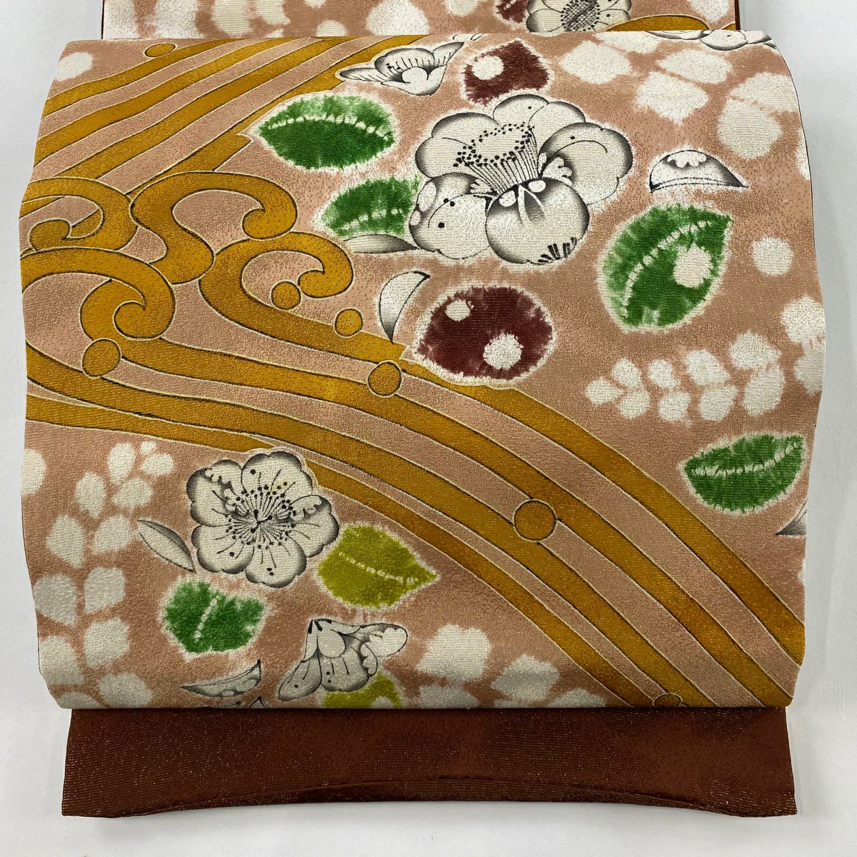 花美人着物□六通太鼓柄袋帯 草花文 金銀糸 逸品 op1759 袋帯