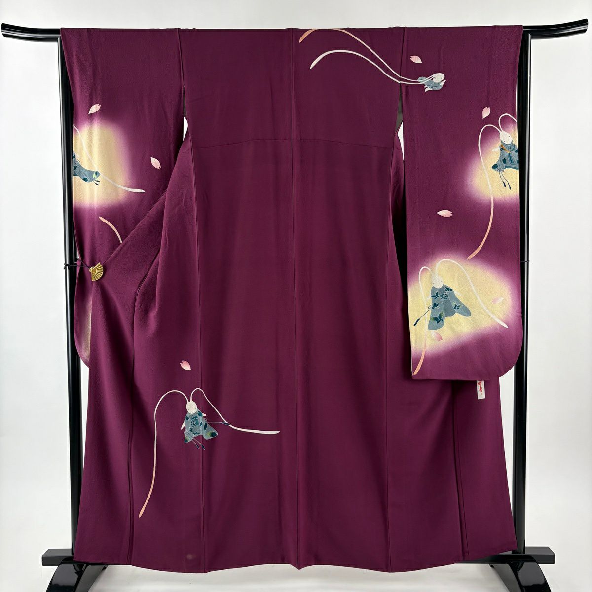 着物単品　正絹　袷　ジュサブロー　付下げ　矢羽柄　緑みの濃い灰　辻村寿三郎 着物単品 正絹 袷 ジュサブロー 付下げ 矢羽柄 緑みの濃い灰