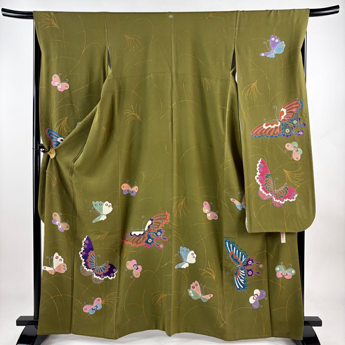 振袖 身丈162cm 裄丈67cm M 袷 辻村ジュサブロー 落款あり 蝶 すすき