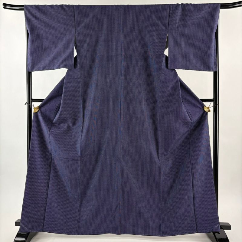 美品】 結城紬 身丈166.5cm 裄丈68cm L 袷 はたおり娘 奥順 証紙あり