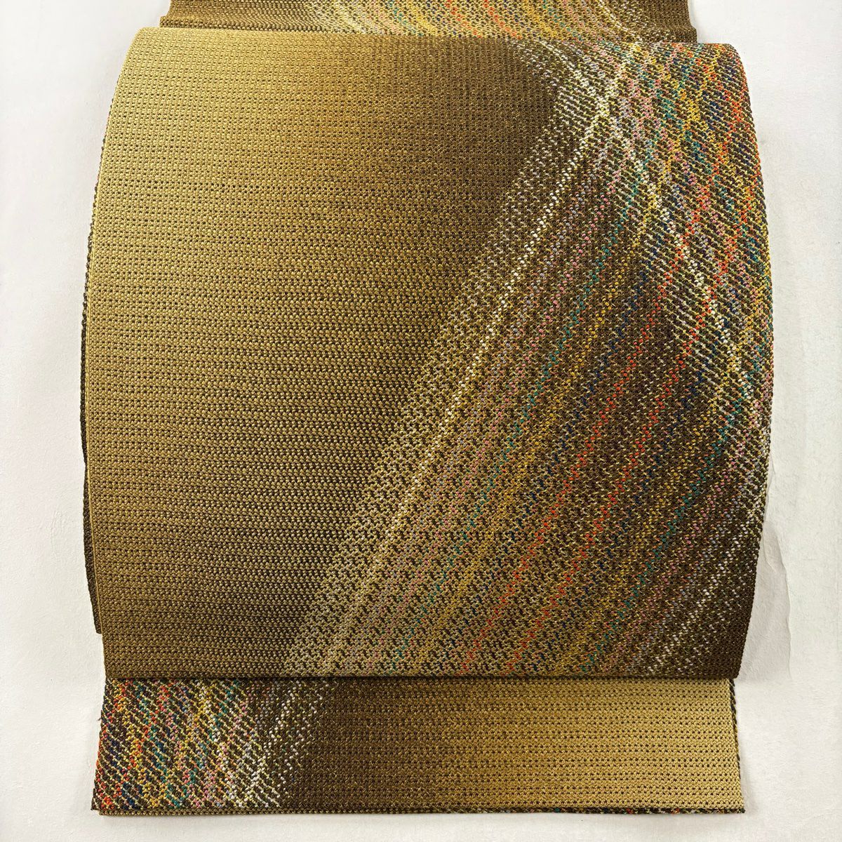【保証書付】 秀品 美品 名古屋帯 夏帯 金糸 変わり市松 縞 八寸名古屋帯 絽 着物・浴衣