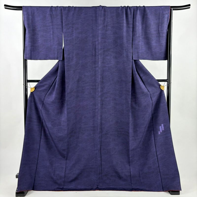 未使用近い　美品　高級縮緬化繊　角通し　江戸小紋　フルセット 身丈163 裄67 江戸小紋 レンタル XS シルック 薄ベージュ 角通し ワンタッチ 簡単