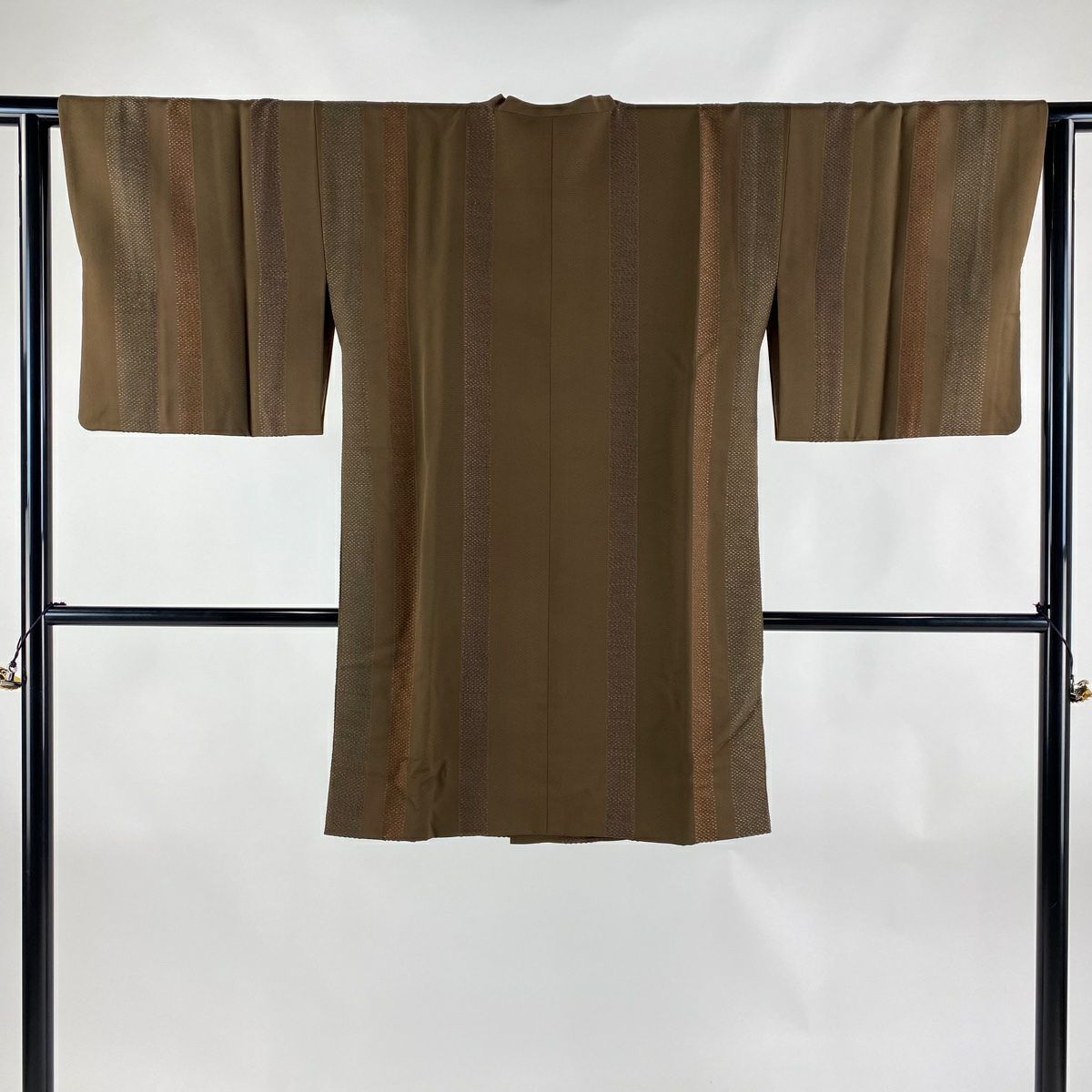 道行 身丈93.5cm 裄丈66.5cm M 和装コート 角衿 華文 地紋 灰紫 正絹  
