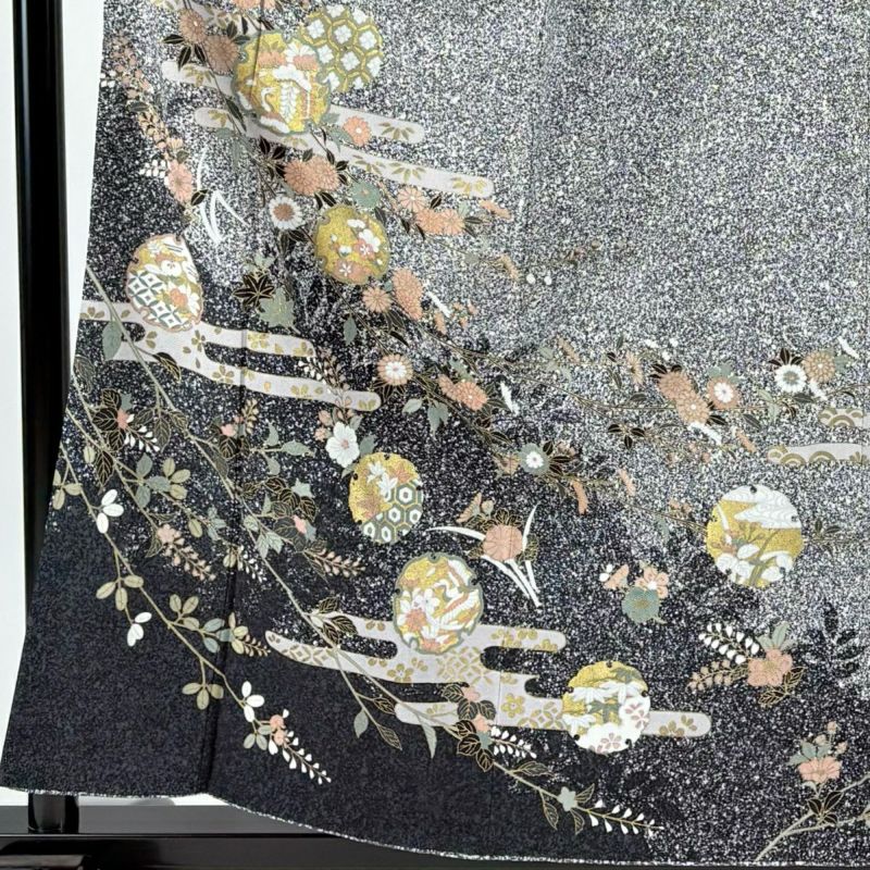 美品 訪問着 黒 枝花 金彩加工 身丈158cm 裄丈68cm お洒落 美品 訪問着 黒 枝花 金彩加工 身丈158cm 裄丈68cm お洒落 楽天市場