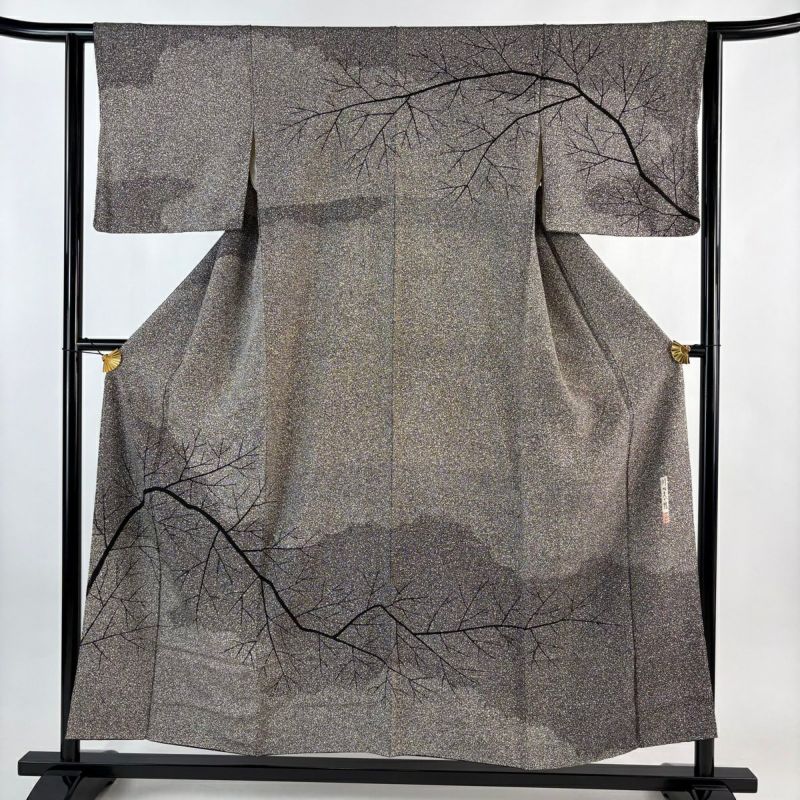 訪問着 身丈154cm 裄丈62.5cm S 袷 川村久太郎 落款あり 樹木 幾何学