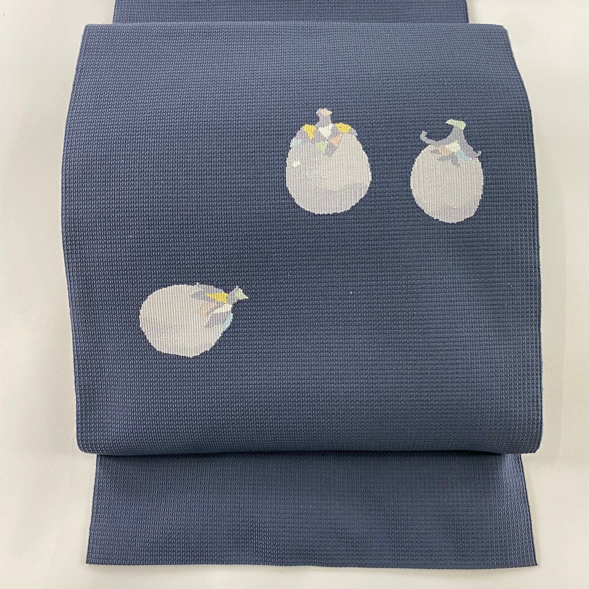 美品】 名古屋帯 名品 松葉仕立て 八寸名古屋帯 幾何学 灰色 正絹