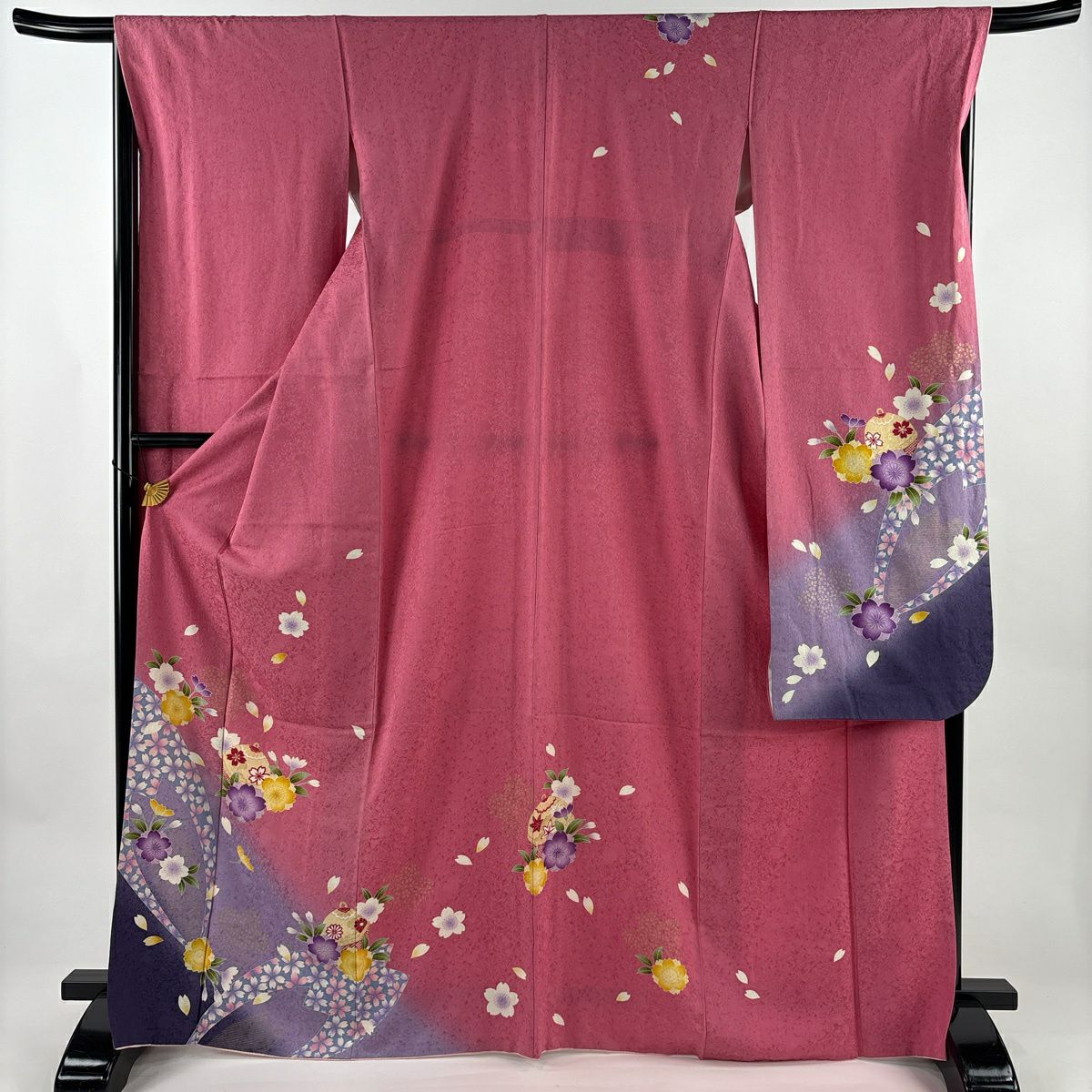 振袖 身丈168.5cm 裄丈68cm L 袷 桜 鞠 金彩 染め分け ピンク 正絹